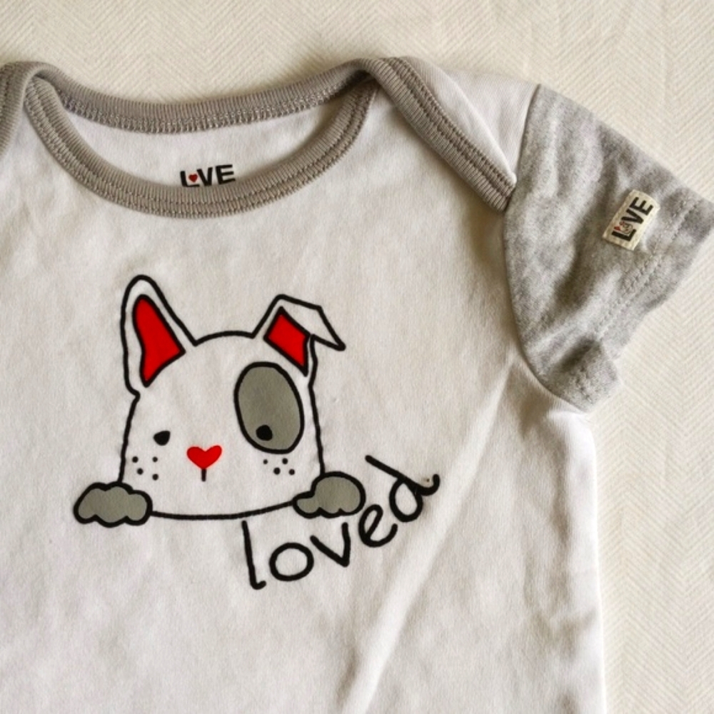 love Ellen DeGeneres puppy short sleeve bodysuit diaper shirt 6-9 months baby